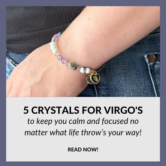 Picture of Joy Bracelet with Joy Crystals with the Title: The Power of Joy--7 Crystals that can help you stay positive.