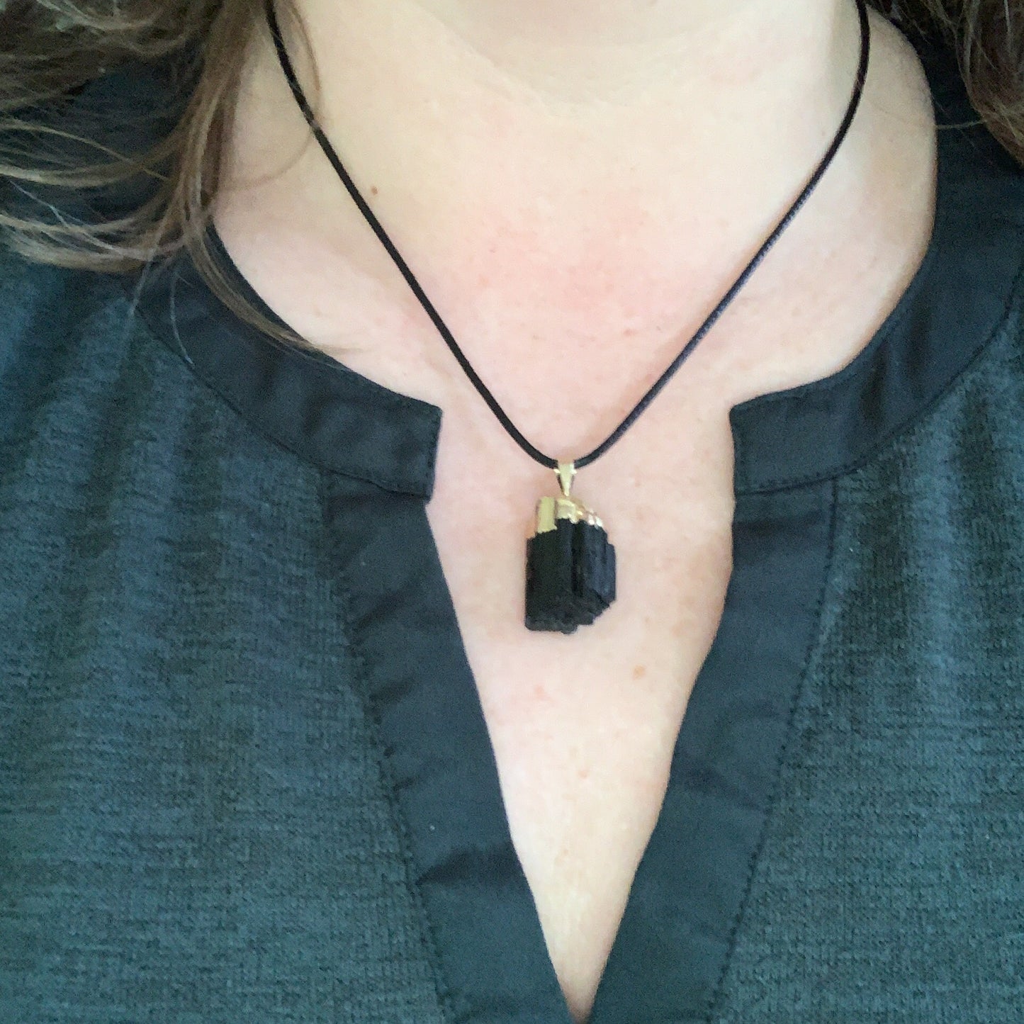 Tourmaline Waxed Rope Necklace