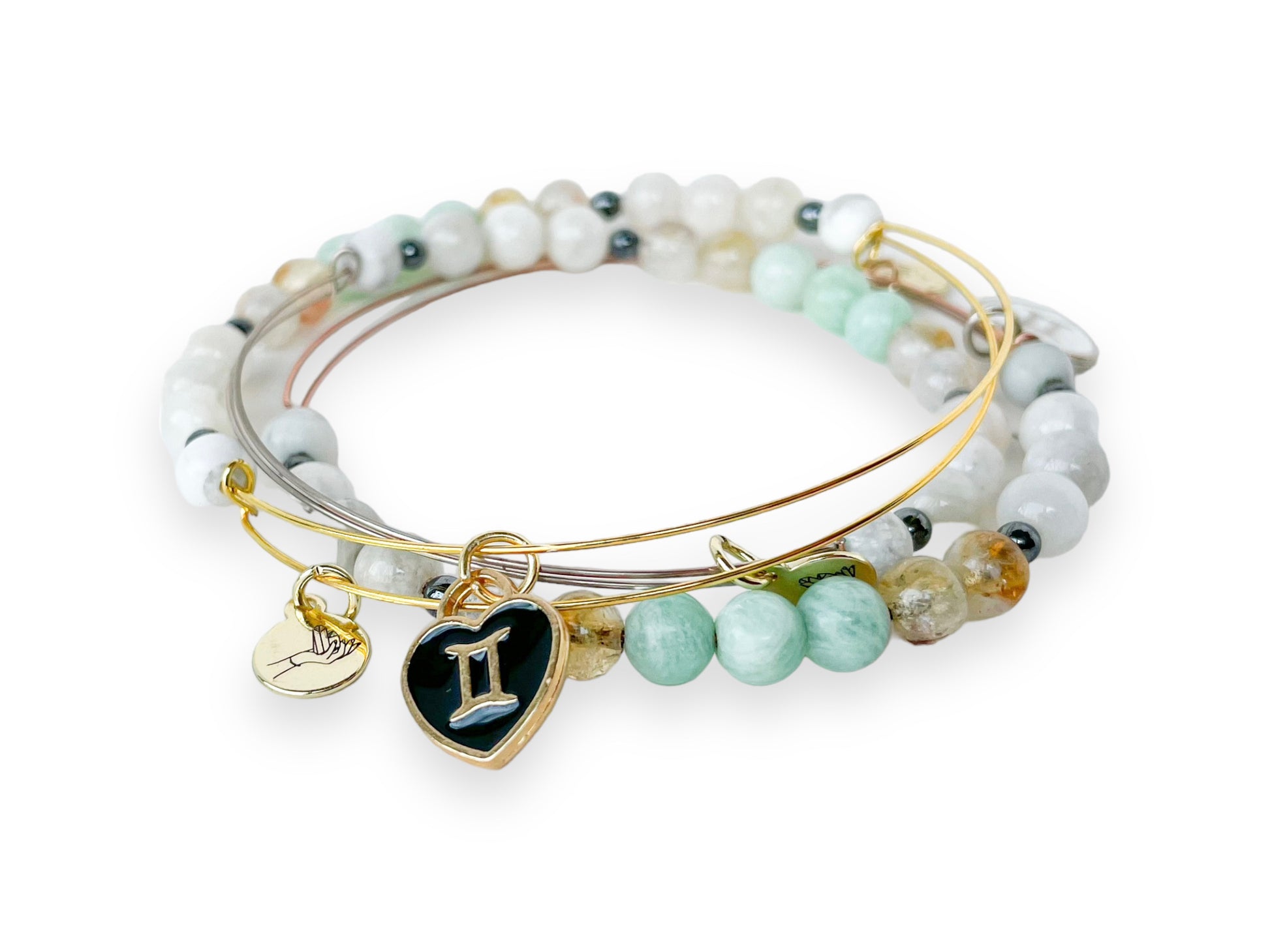 Detailed texture of Gemini Bracelet's crystals, aimed at boosting originality.