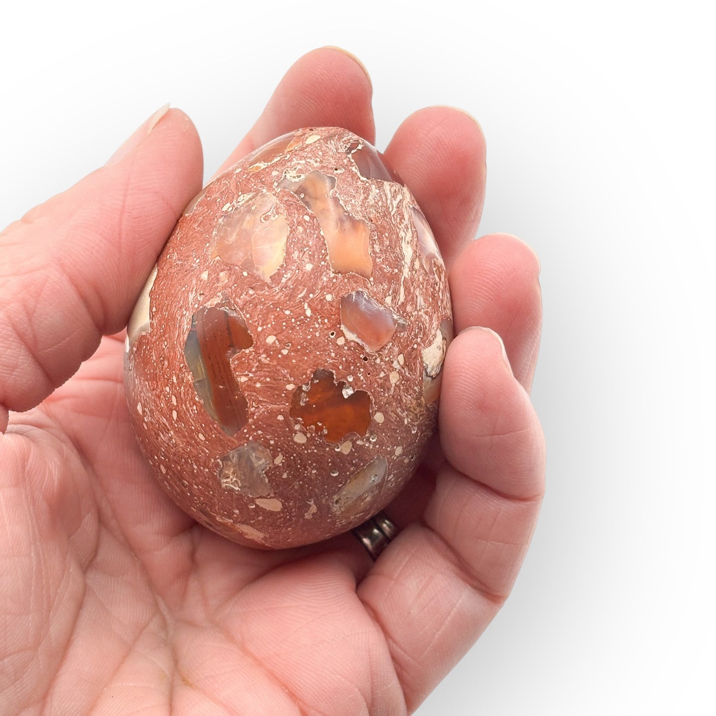 Fire Opal Inlaid Egg (Mexico) Medium