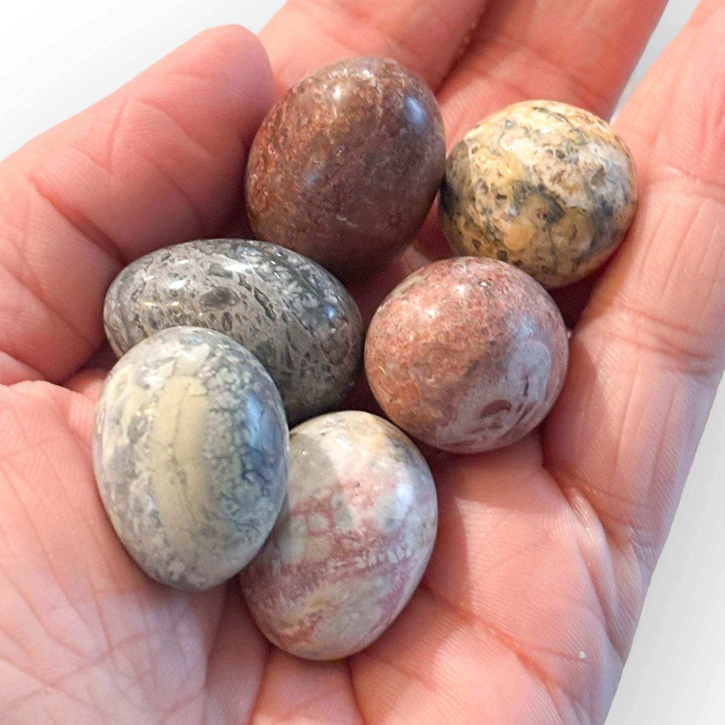Rhyolite Eggs Mini Set of 6 – Natural Polished Crystals for Emotional Balance & Strength