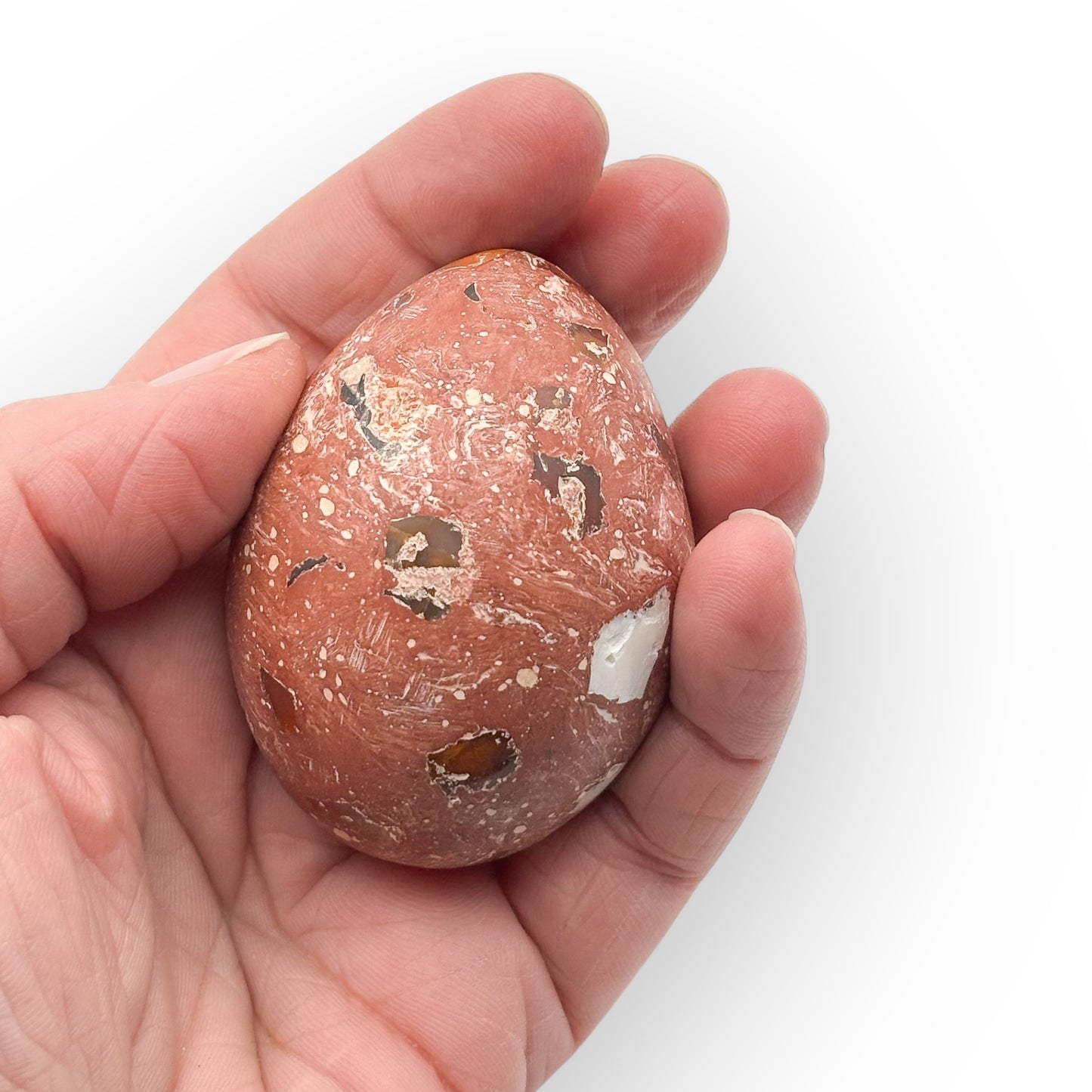 Fire Opal Inlaid Egg (Medium) – Natural Stone from Mexico for Passion & Creativity