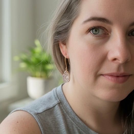 Teardrop Drusy Earrings | Gold Filled | 2.5" Drop