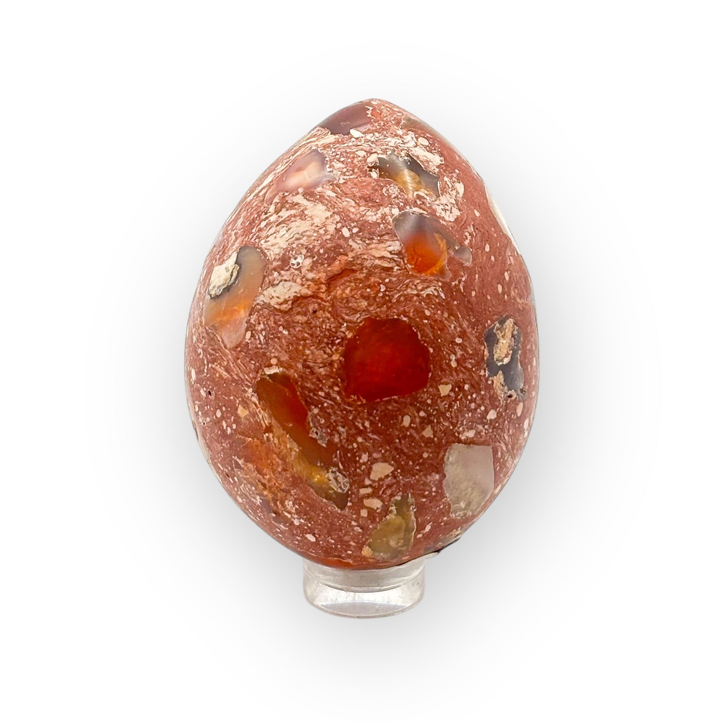 Fire Opal Inlaid Egg (Medium) – Natural Stone from Mexico for Passion & Creativity