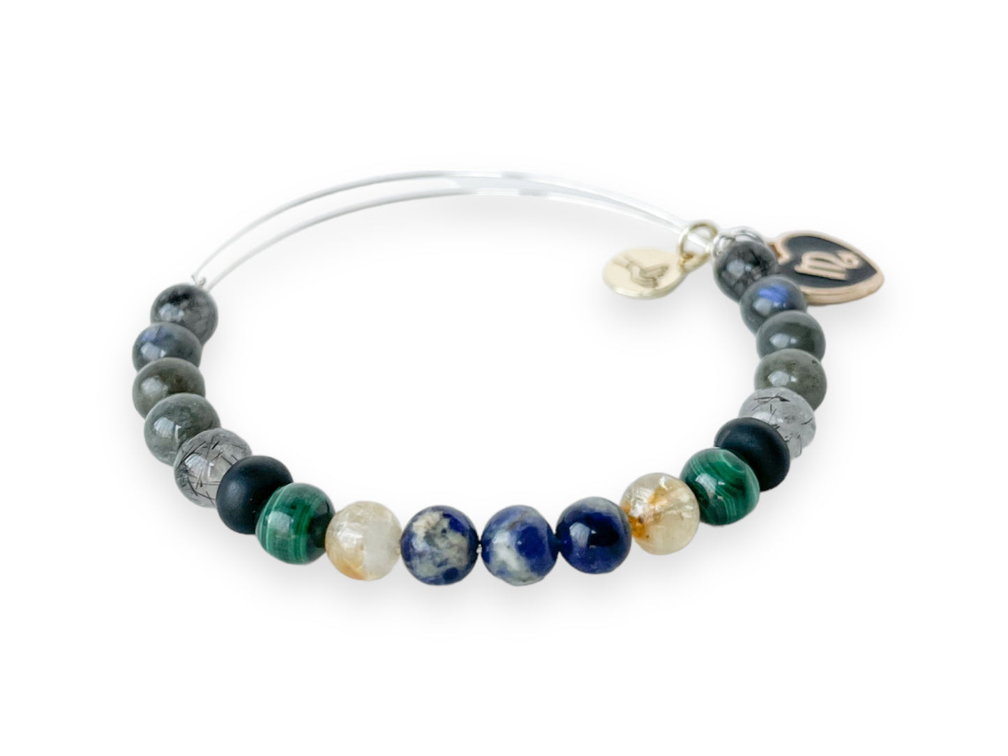 Detailed texture of Scorpio Bracelet's crystals, aimed at promoting resilience.