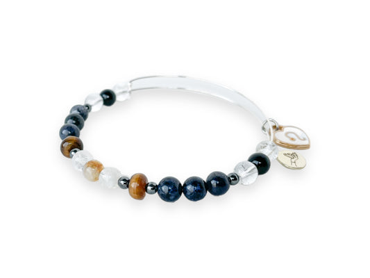 Close-up of Leo Bracelet showcasing the natural crystals.