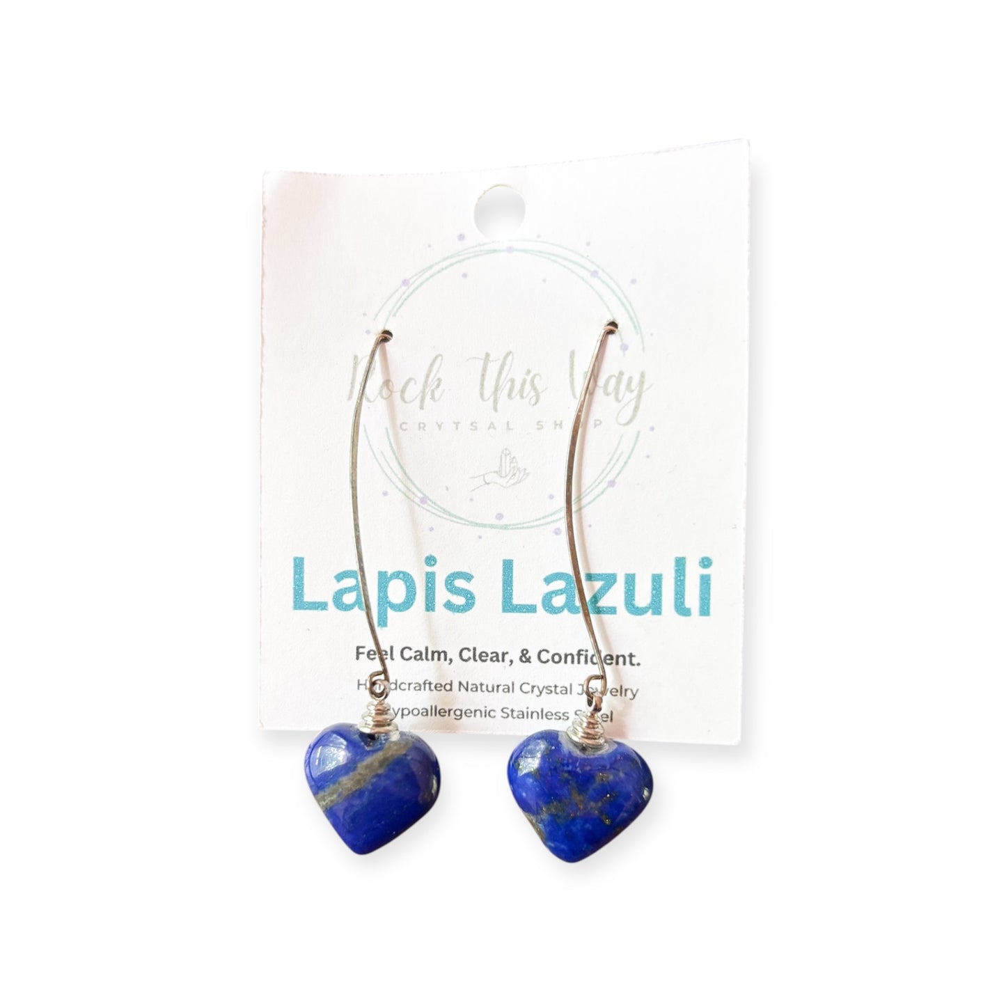 Lapis Lazuli - Natural Crystal Drop Earrings - Stainless Steel Earring Wire