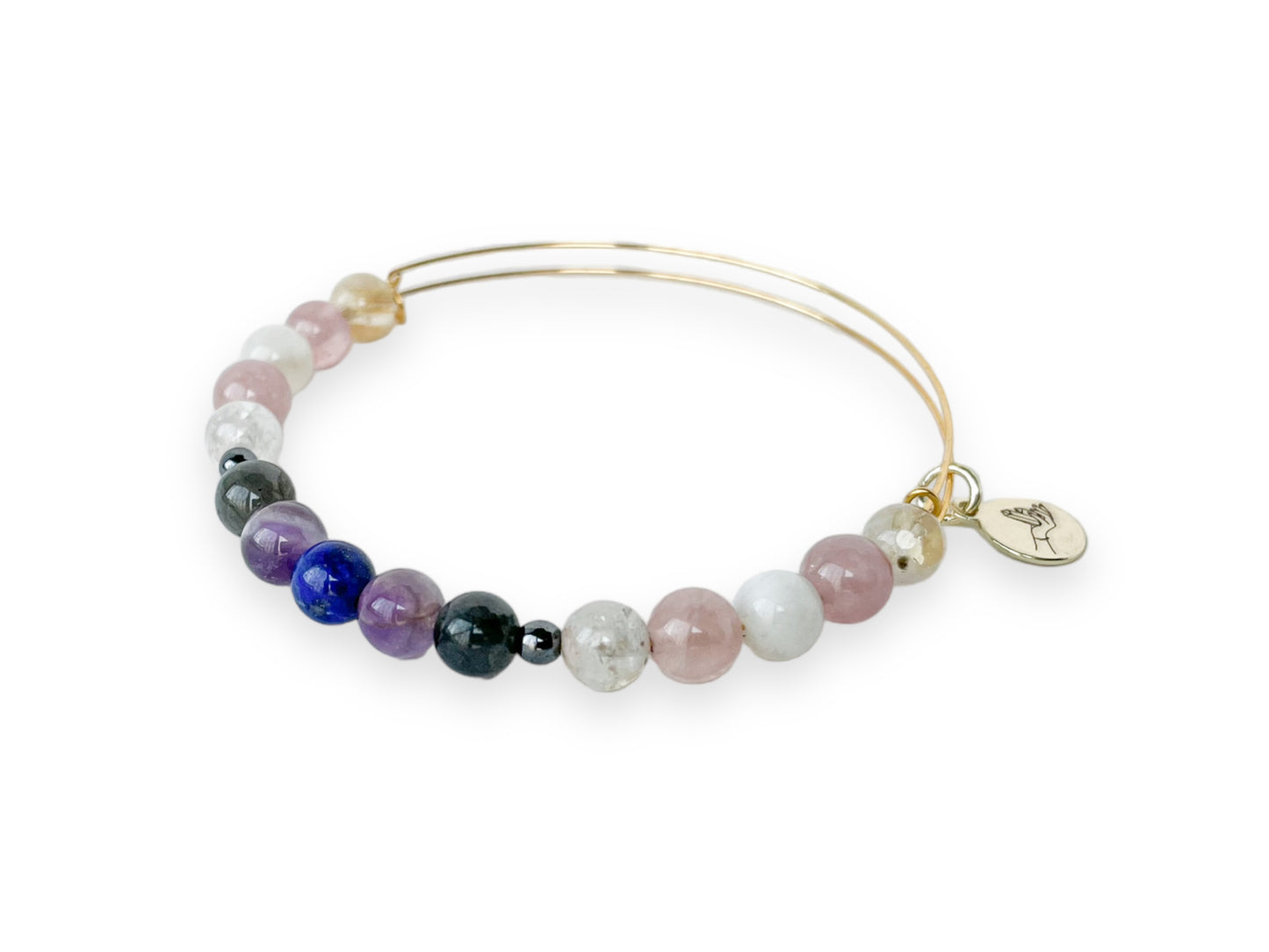 Dynamic angle of the Libra Bracelet, capturing its peaceful essence.