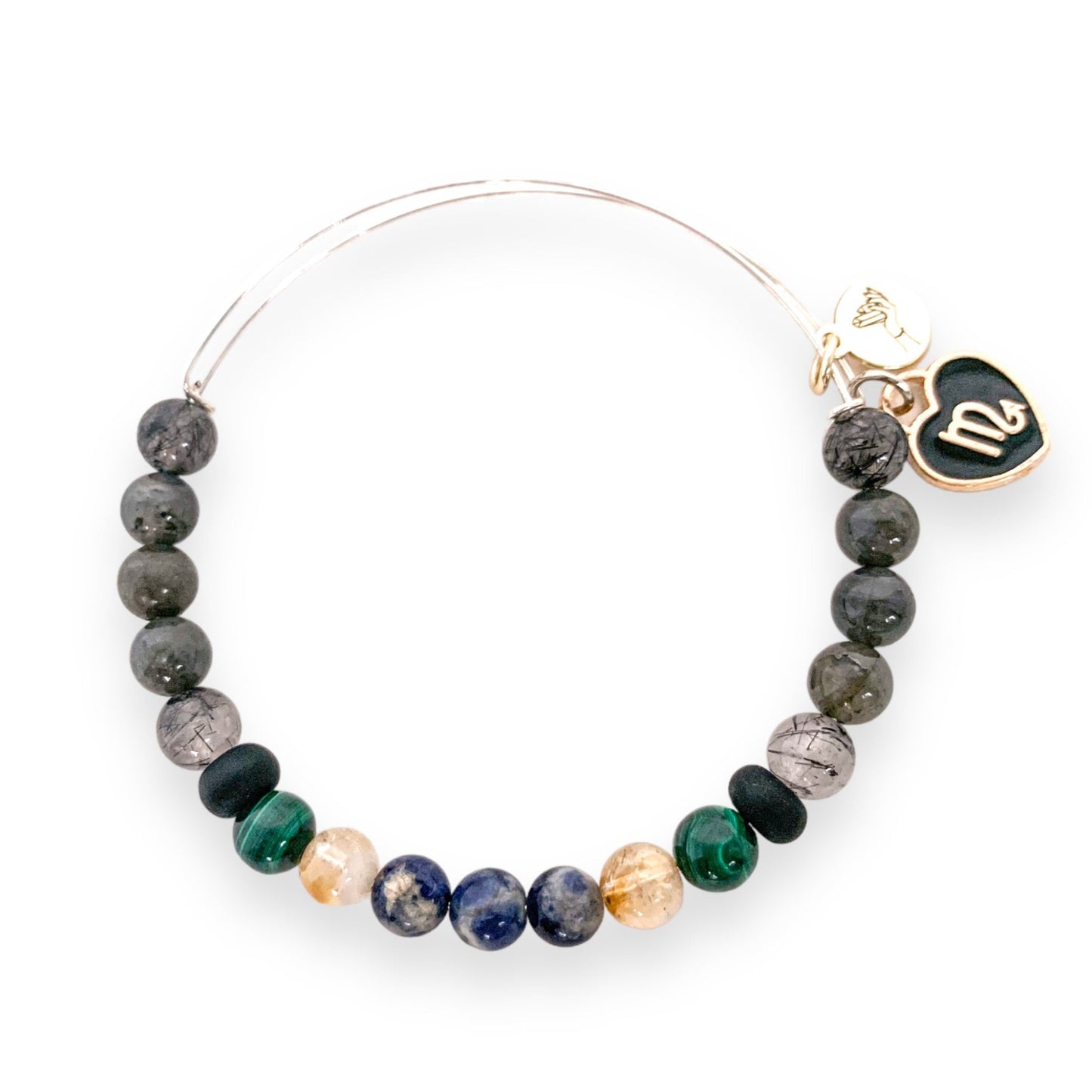 Handcrafted Scorpio Zodiac Crystal Charm Bracelet with Sodalite and Citrine.