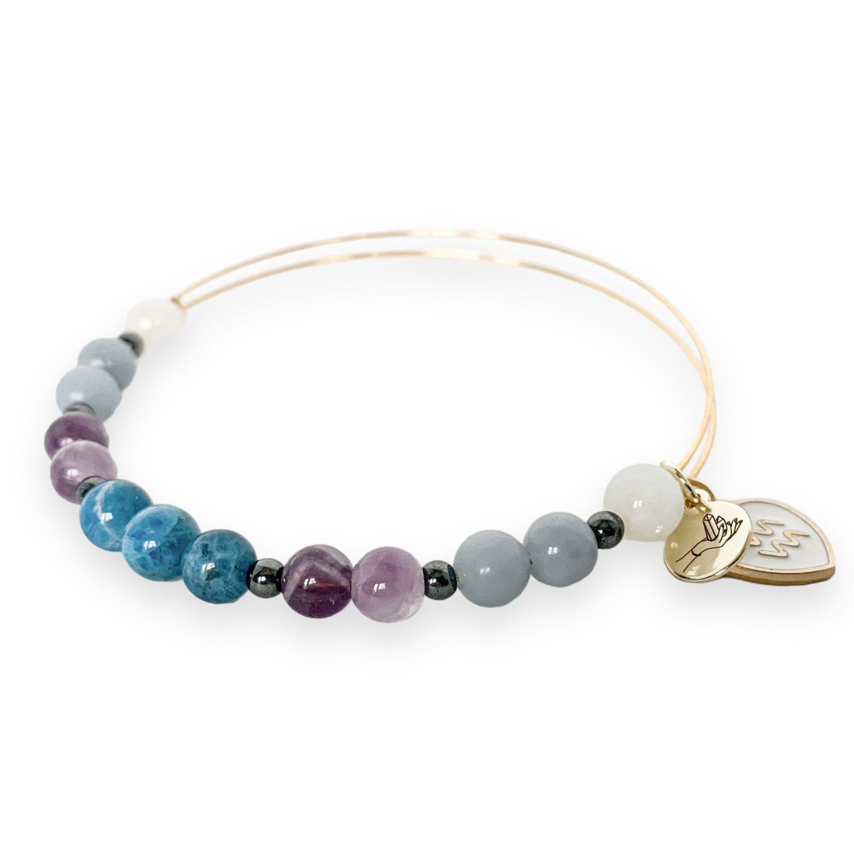 Detailed texture of Aquarius Bracelet's crystals, promoting dreams.