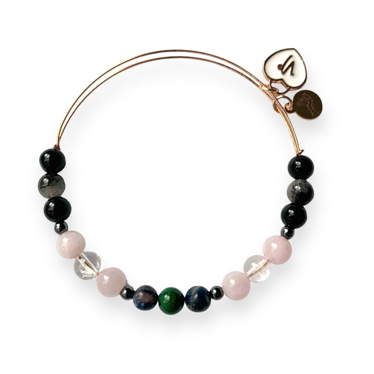 Handcrafted Capricorn Zodiac Crystal Bracelet with Malachite and Sodalite.