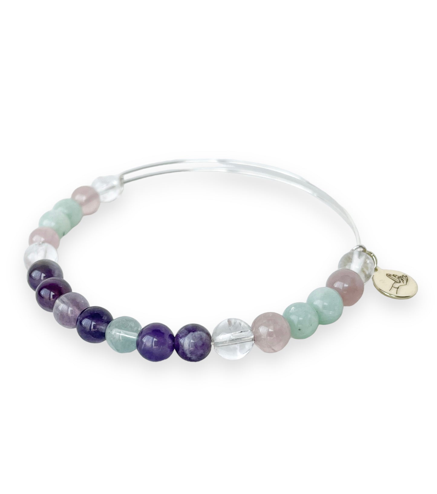 Close-up of Pisces Bracelet showcasing the natural crystals.