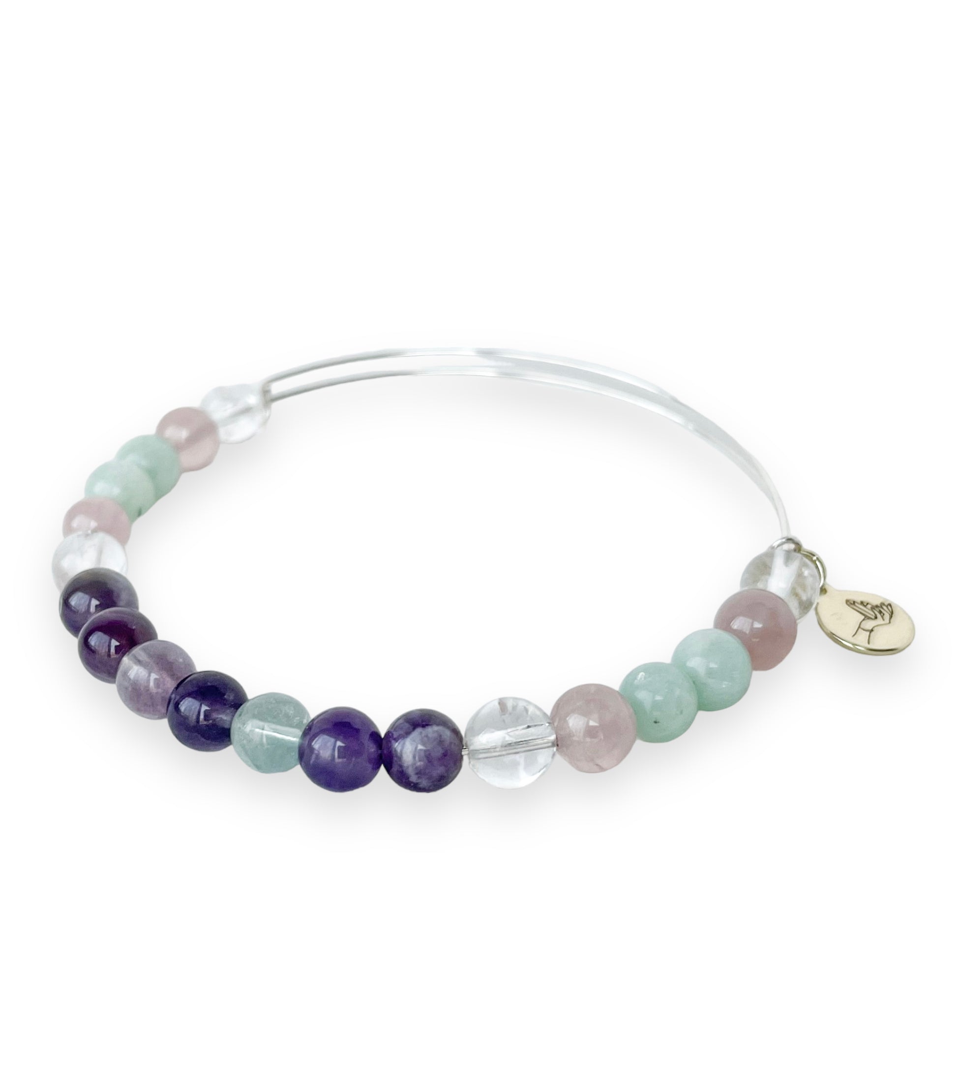 Close-up of Pisces Bracelet showcasing the natural crystals.