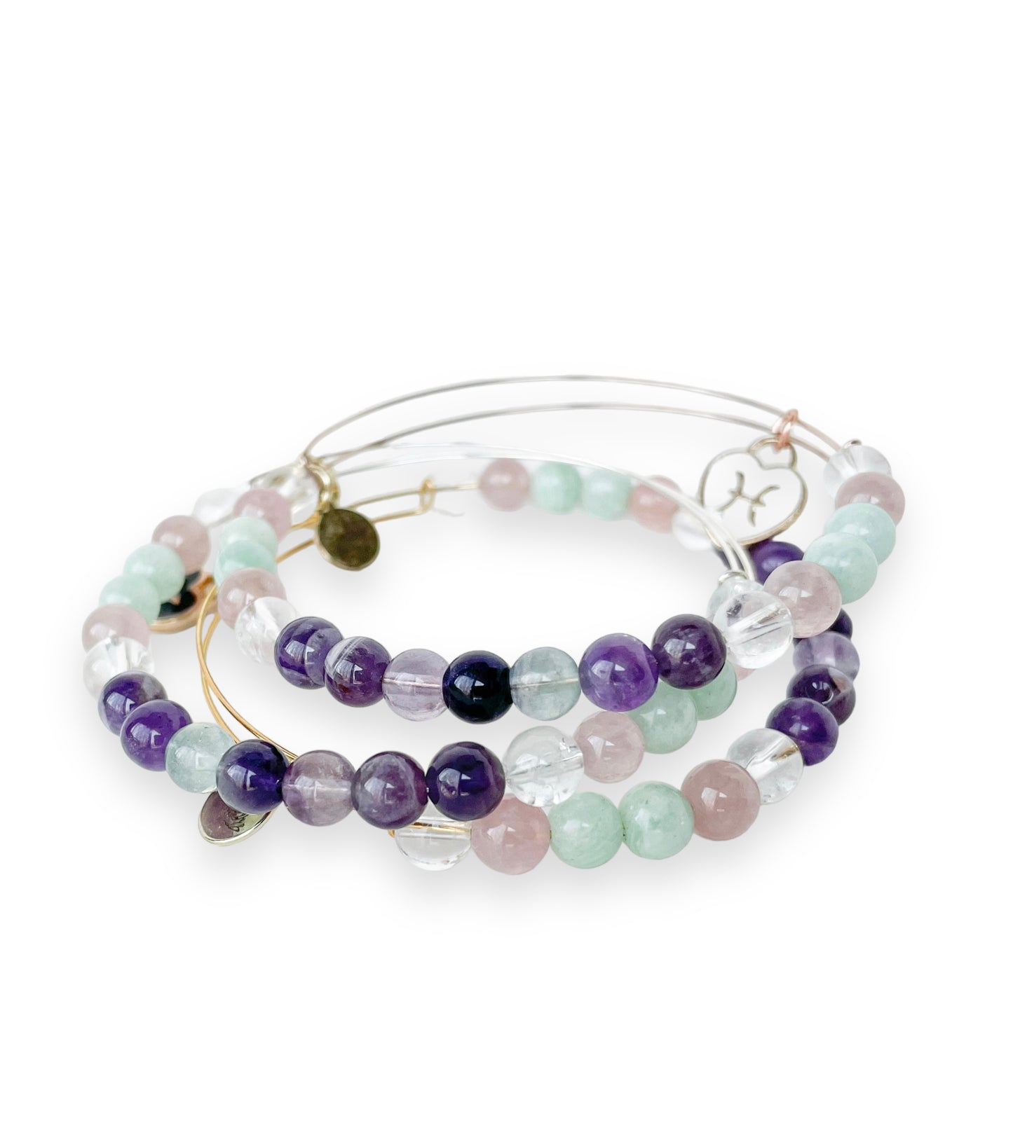 Unique Pisces Bracelet with Amazonite and Rose Quartz.