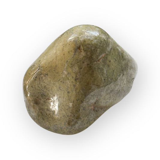 Side angle of large Epidote showing soft green and peach veining