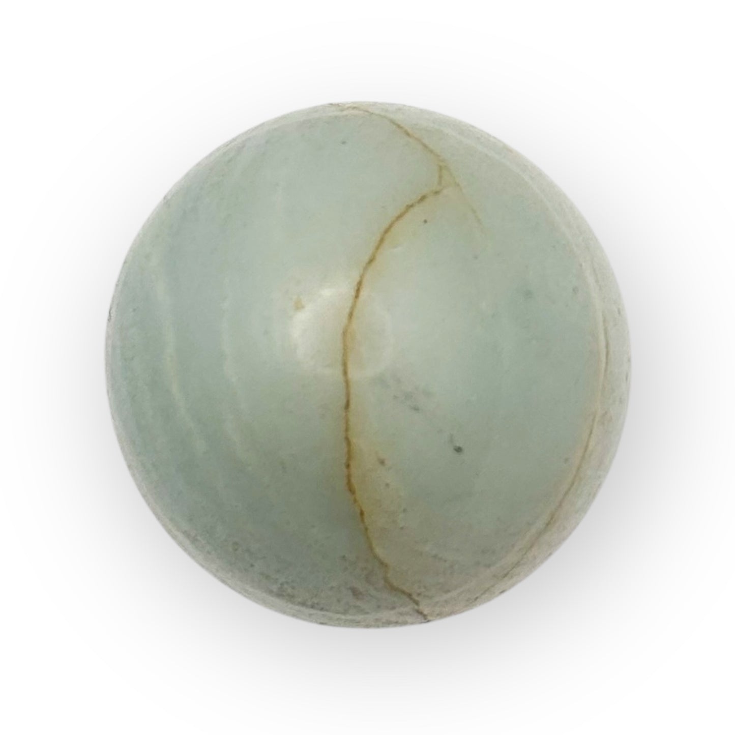 Close-up of Amazonite egg highlighting the crystal's soft, soothing color and natural marbling