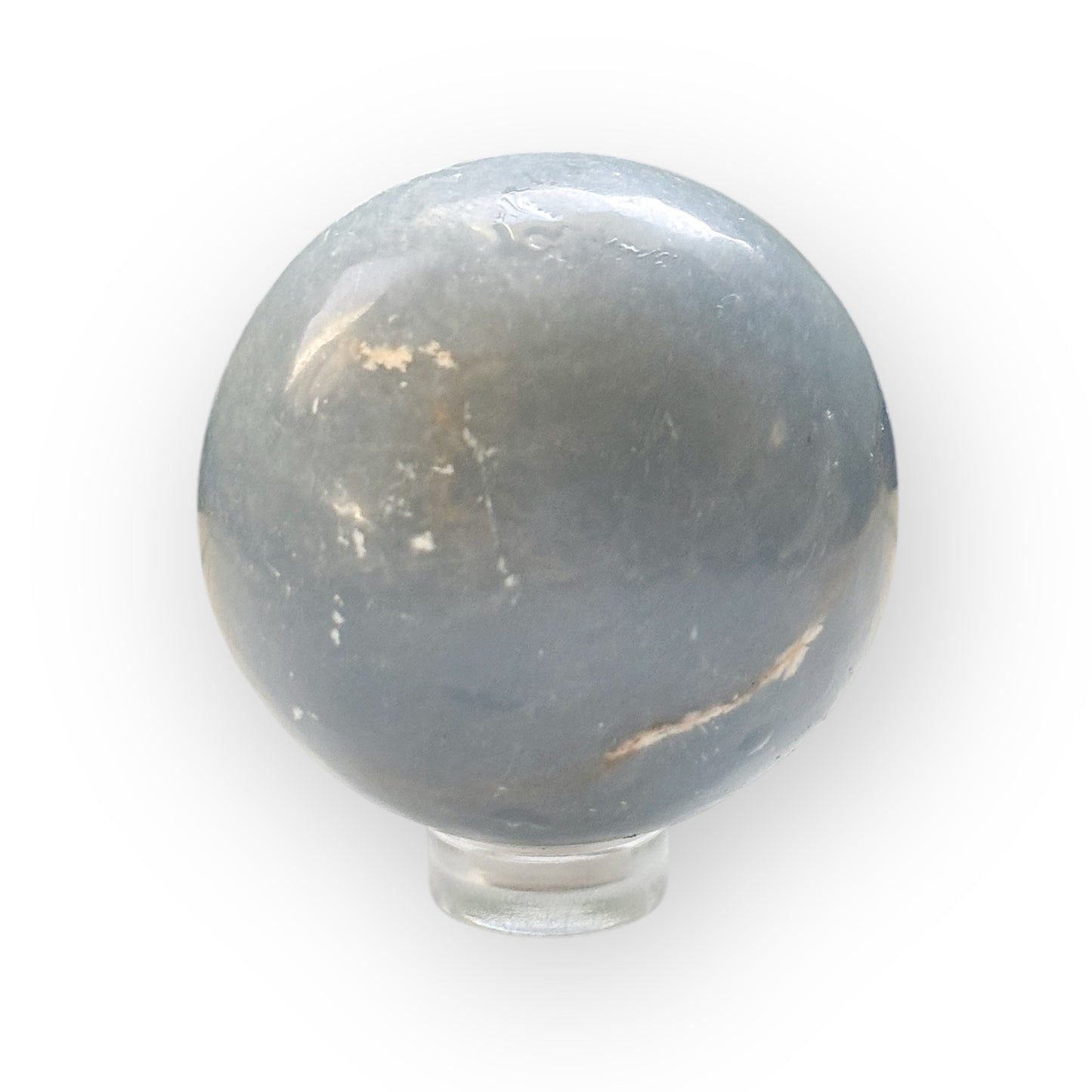 Polished Angelite Sphere in soft powder blue tones