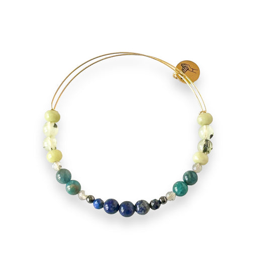 Balance Natural Crystal Bracelet with cool-toned gemstones on white background