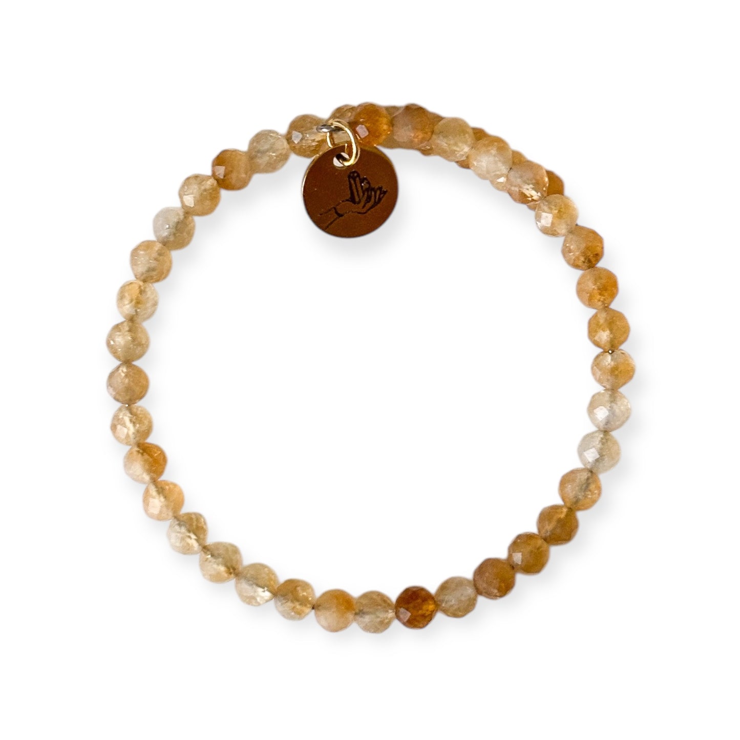 Citrine Wrap Bracelet with yellow micro-faceted crystal beads on white background