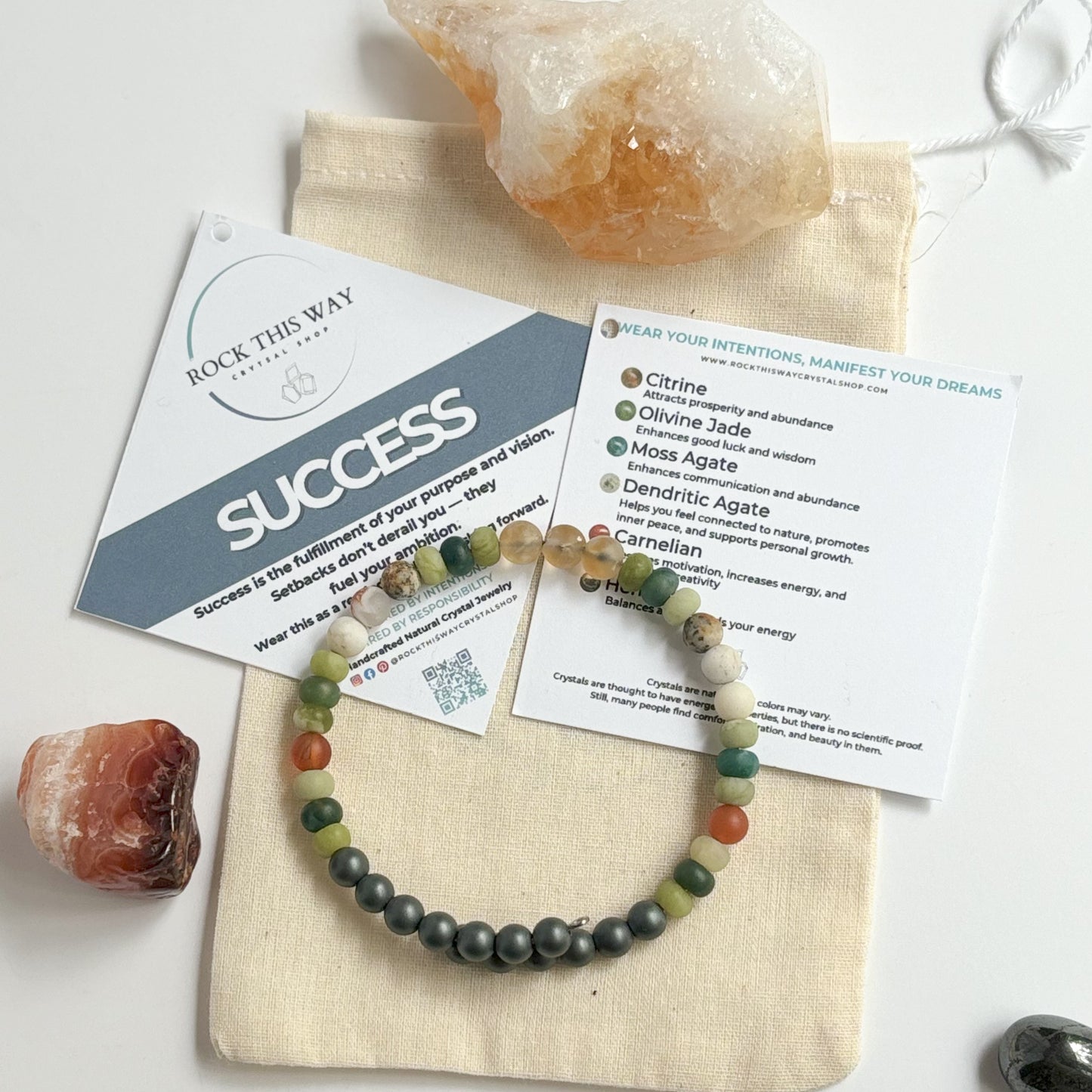 Handcrafted Success Bracelet for men made with 6mm matte beads and stainless steel band