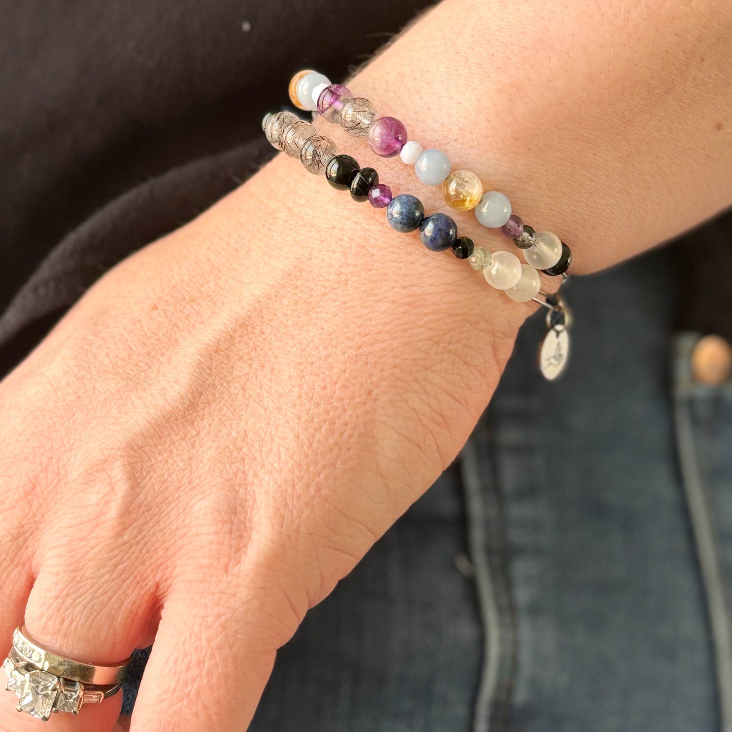 Handcrafted Strength Bracelet with all 8 stones visible in arrangement