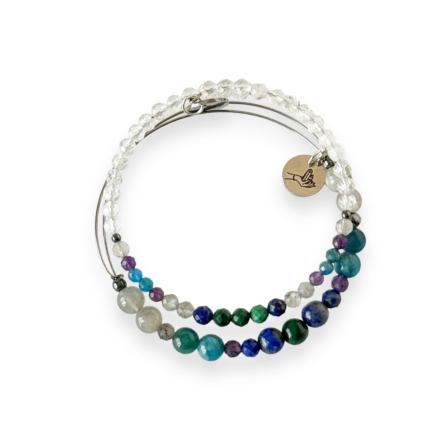 Handcrafted Intuition Wrap Bracelet with 4mm micro-faceted natural stones for clarity and confidence.