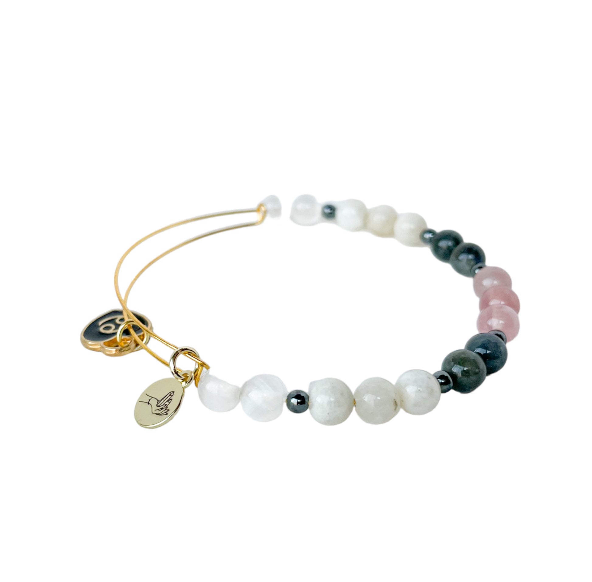 Detailed texture of Cancer Bracelet's crystals, aimed at nurturing love.