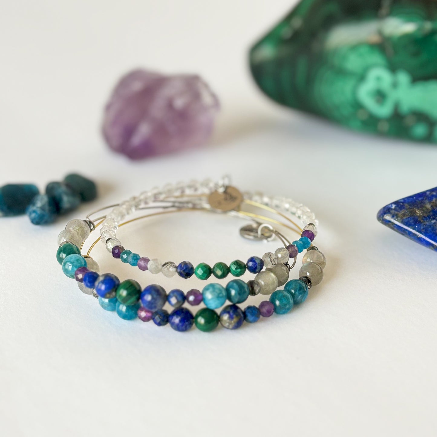 Intuition Wrap Bracelet styled in a crystal bracelet stack for layered, empowering energy.