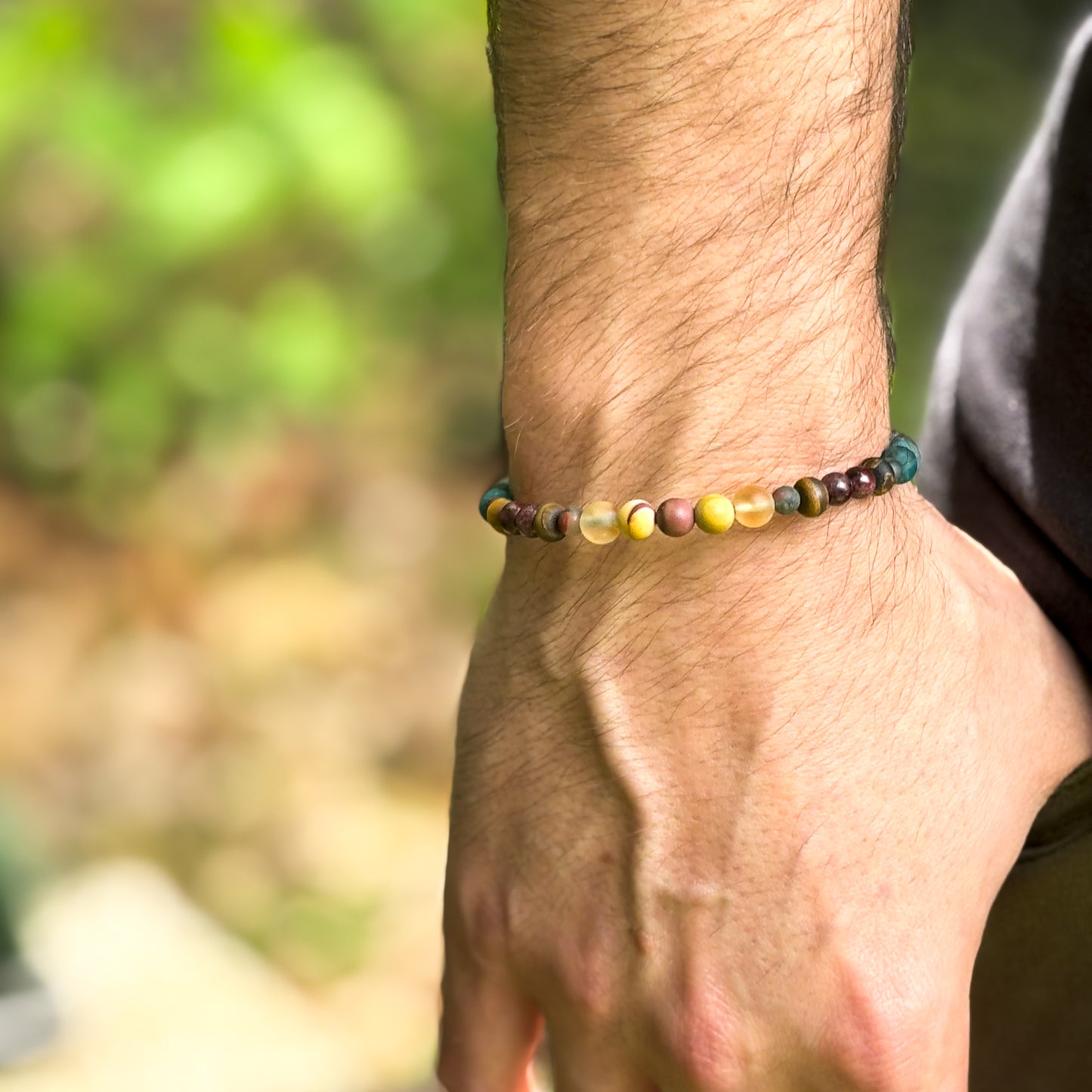 Bloodstone and Tiger's Eye men's bracelet