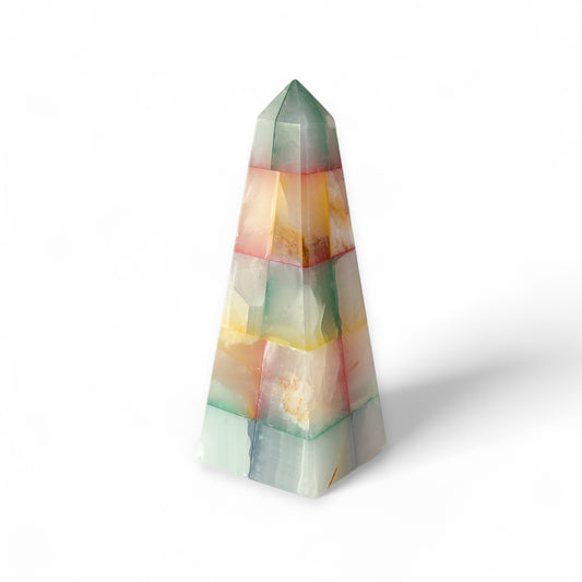 Onyx obelisk placed on white background for display