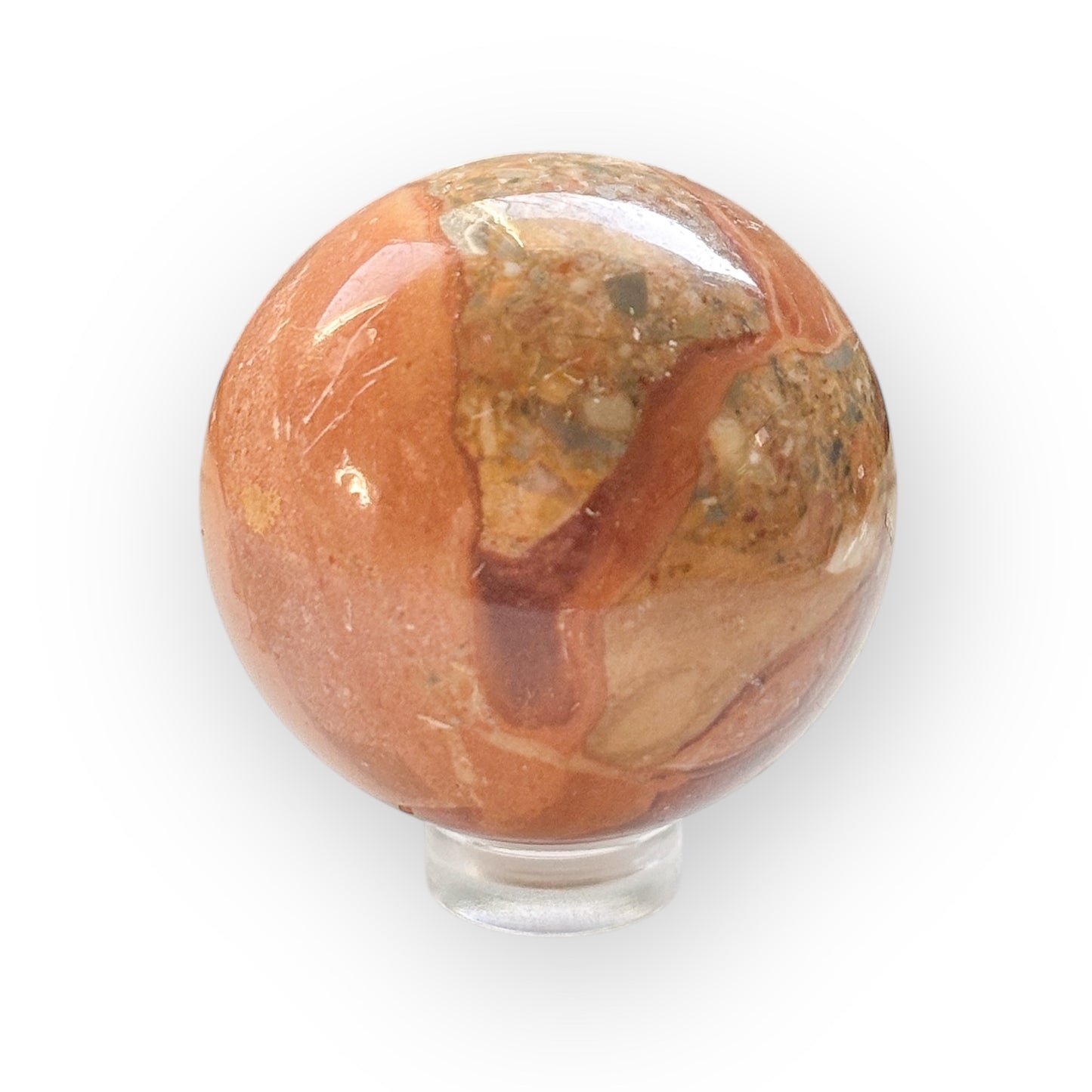 Polished Polychrome Jasper Sphere with earthy red and tan swirls