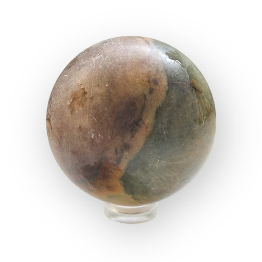 Polychrome Jasper Sphere with earthy matte tones front view