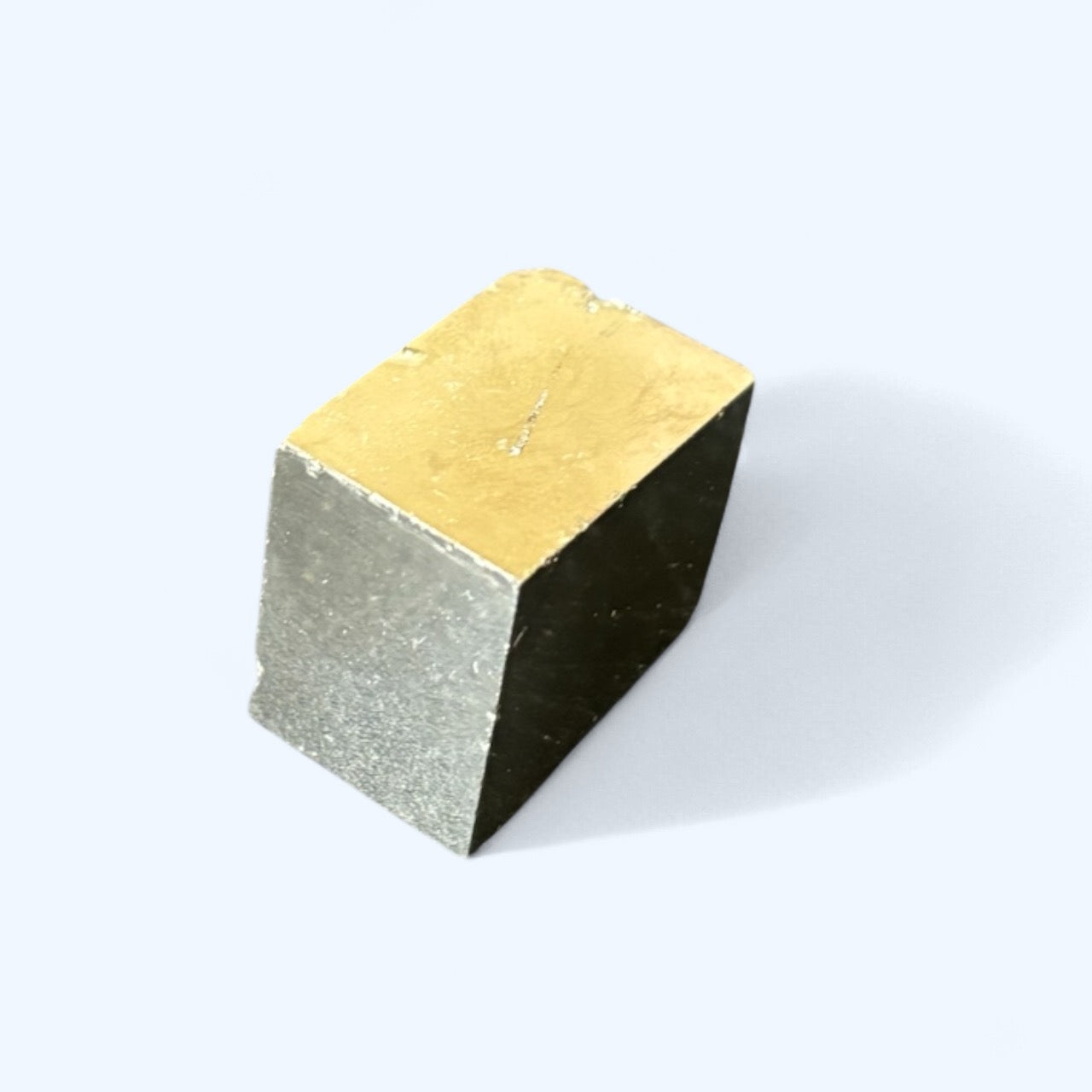 Natural Pyrite Cube – front view showing metallic gold faces