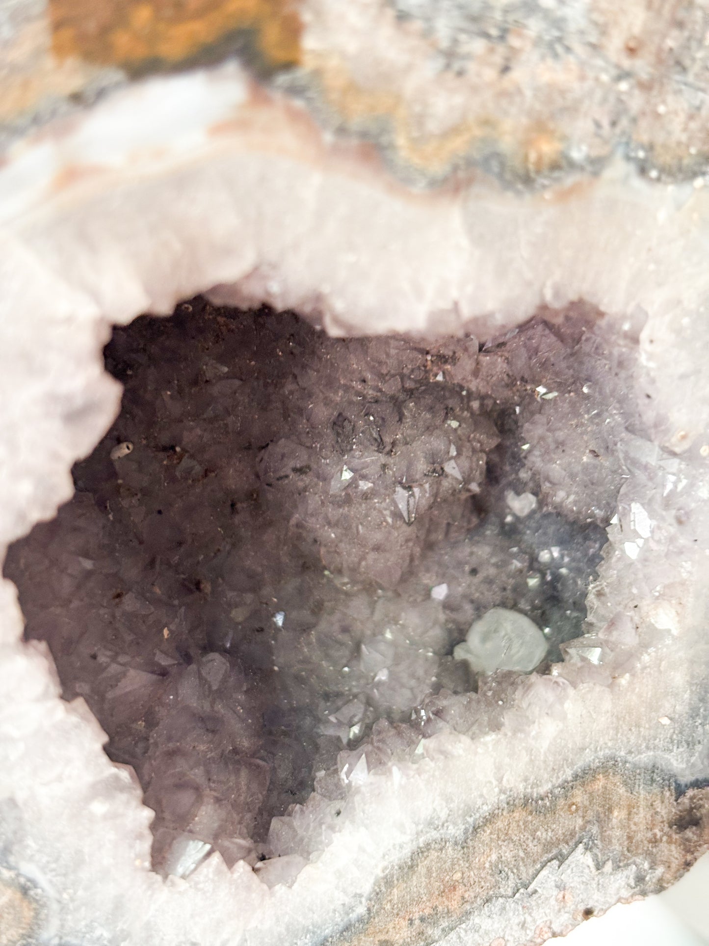 Close-up showing crystal points and amethyst tones
