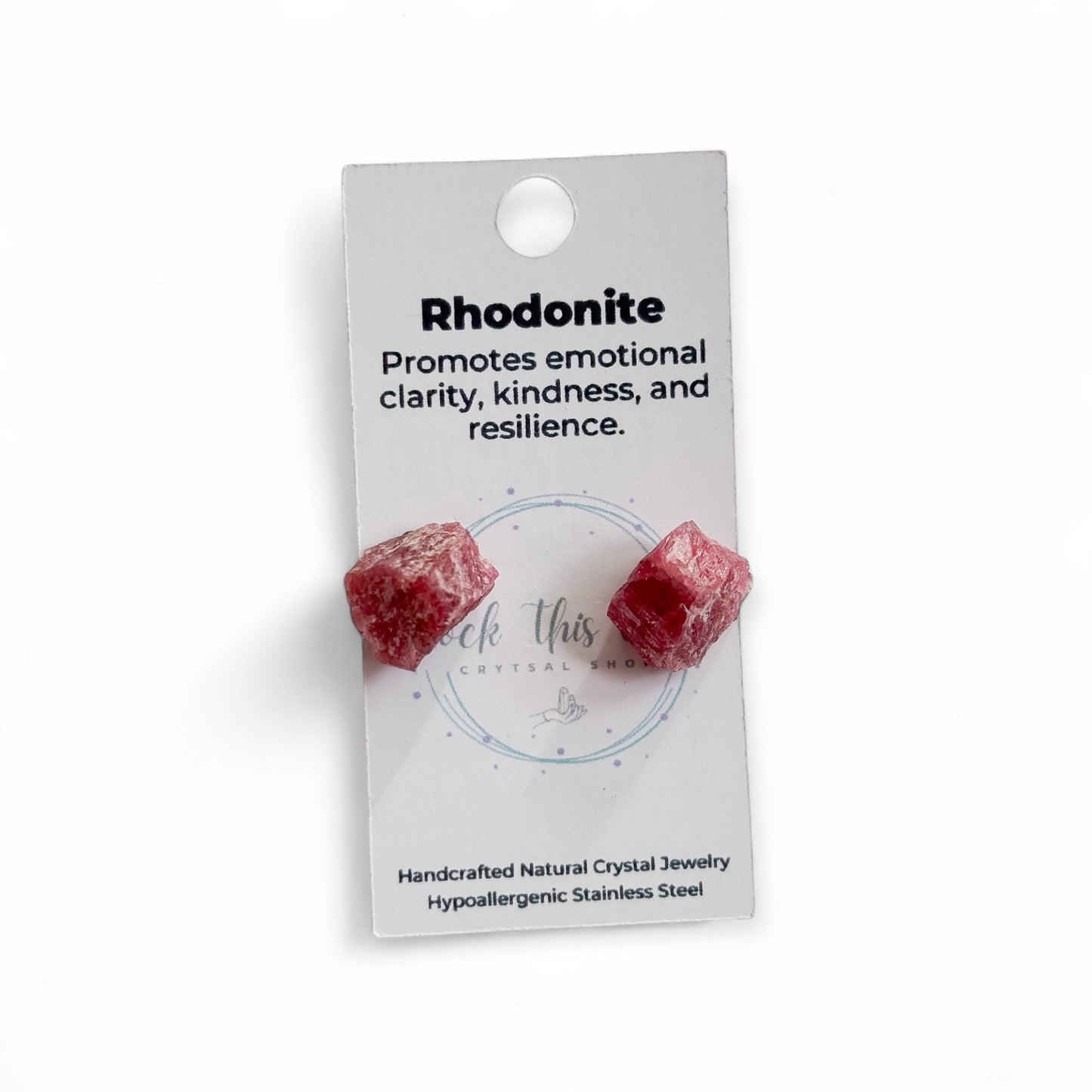 Rhodonite stud earrings perfect for gifting and healing