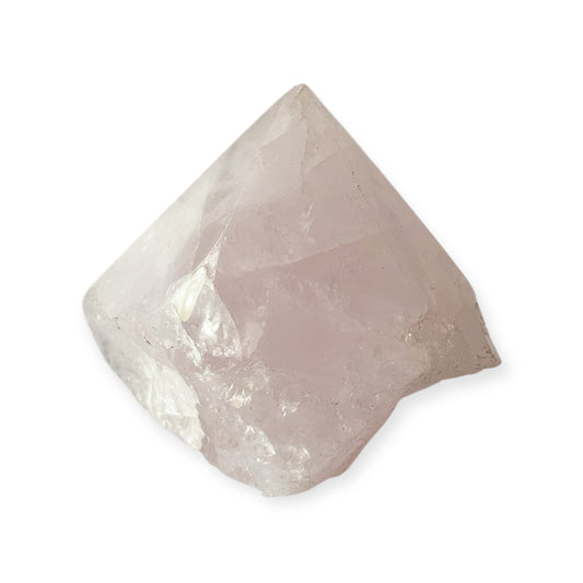 Rose Quartz point with polished top and raw base