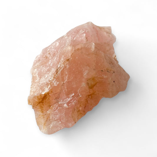 Medium rough Rose Quartz with natural pink tone and raw edges