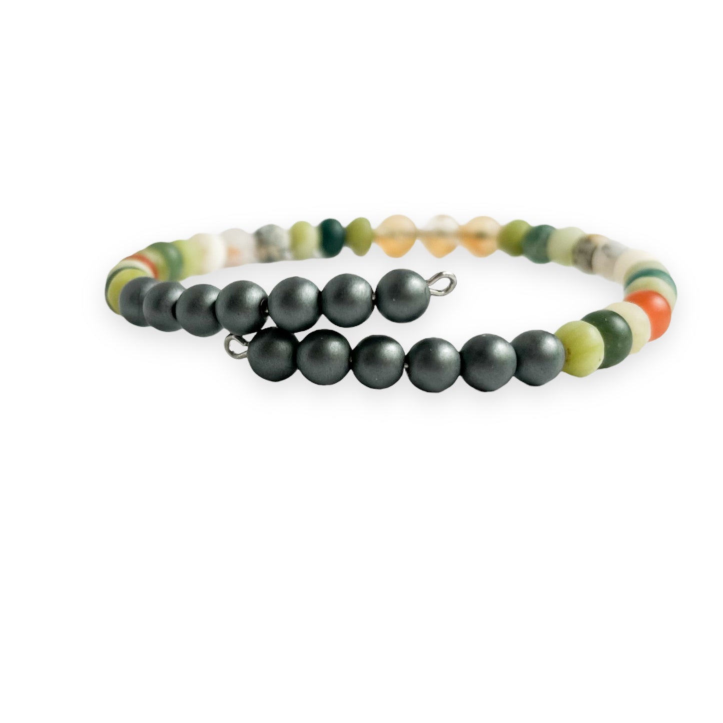 Close-up of Men’s Success Bracelet showing natural crystal bead textures and matte finish