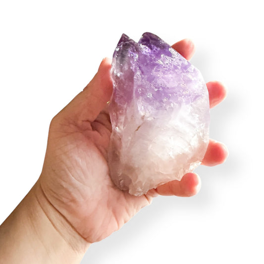 Twin Amethyst Point shown in hand for size reference