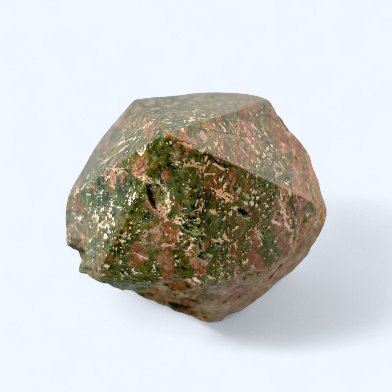 Close-up of Unakite showing pink and green crystal patterns