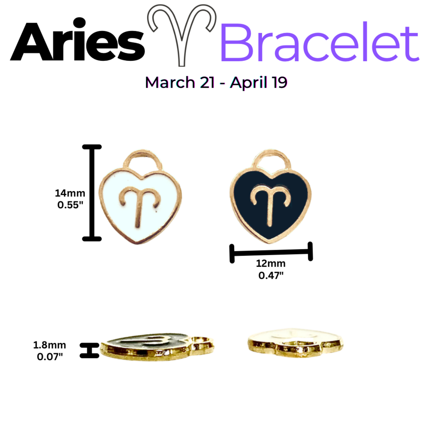 Aries Zodiac Crystal Charm Bracelet