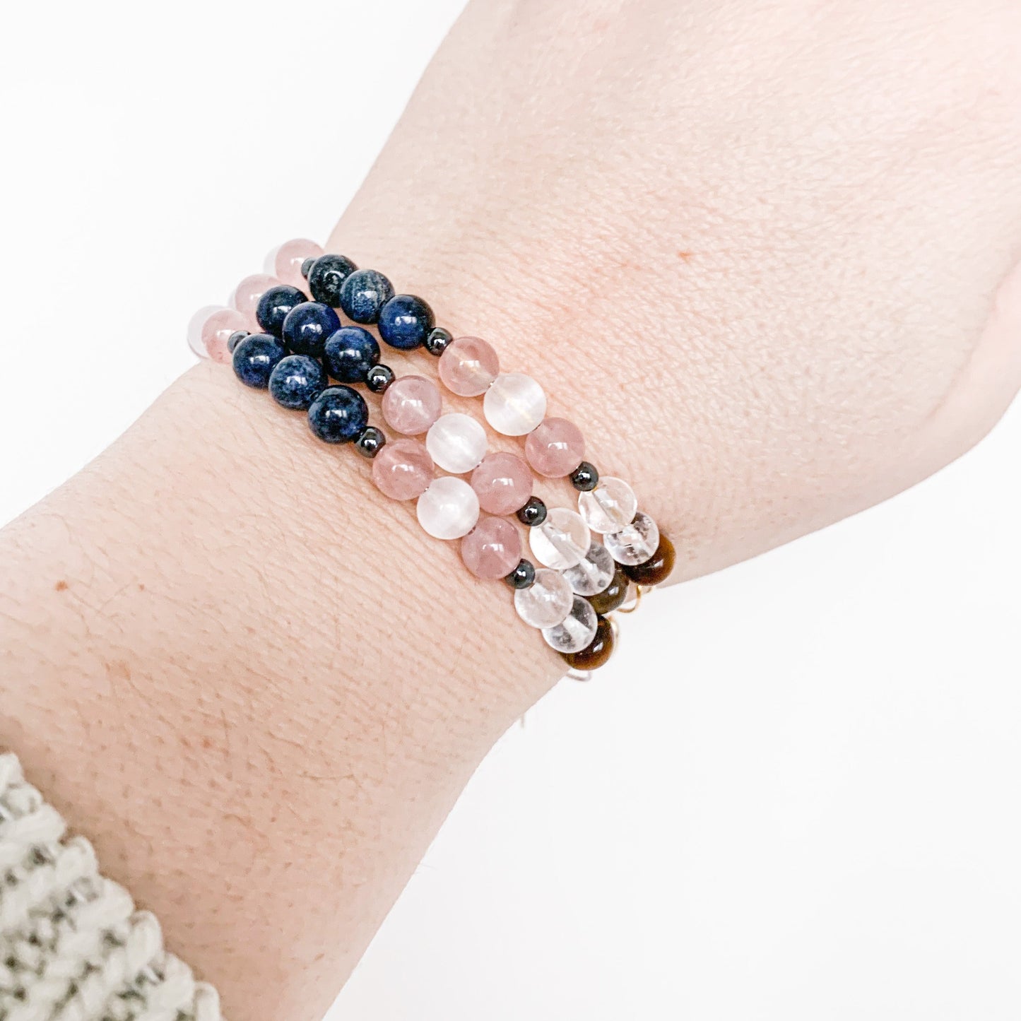 Detailed texture of Taurus Bracelet's crystals, aimed at boosting optimism.