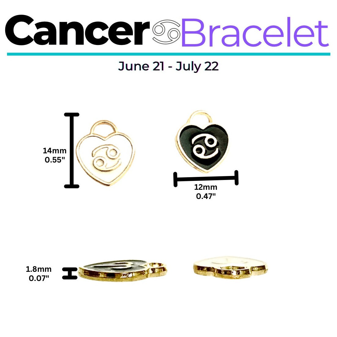 Accessorize Your Style: Cancer Charm Bracelet with Natural Crystals.