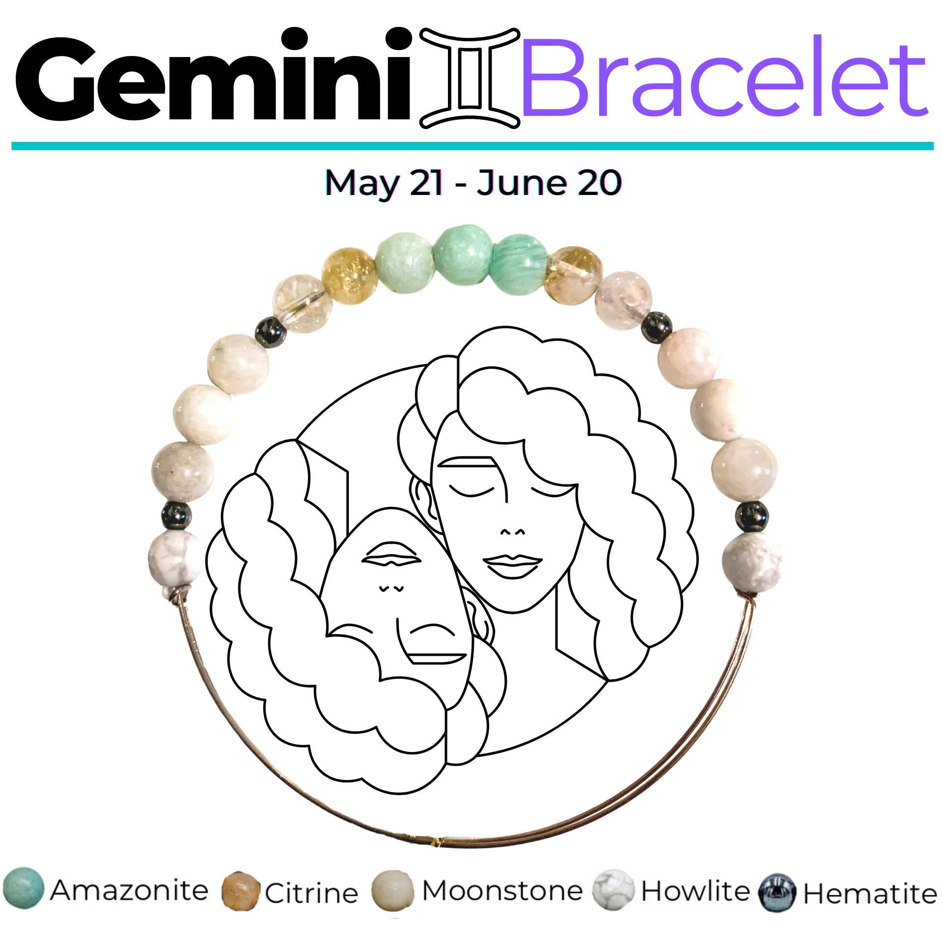 Focused shot on the Gemini Bracelet's unique design for added flair.