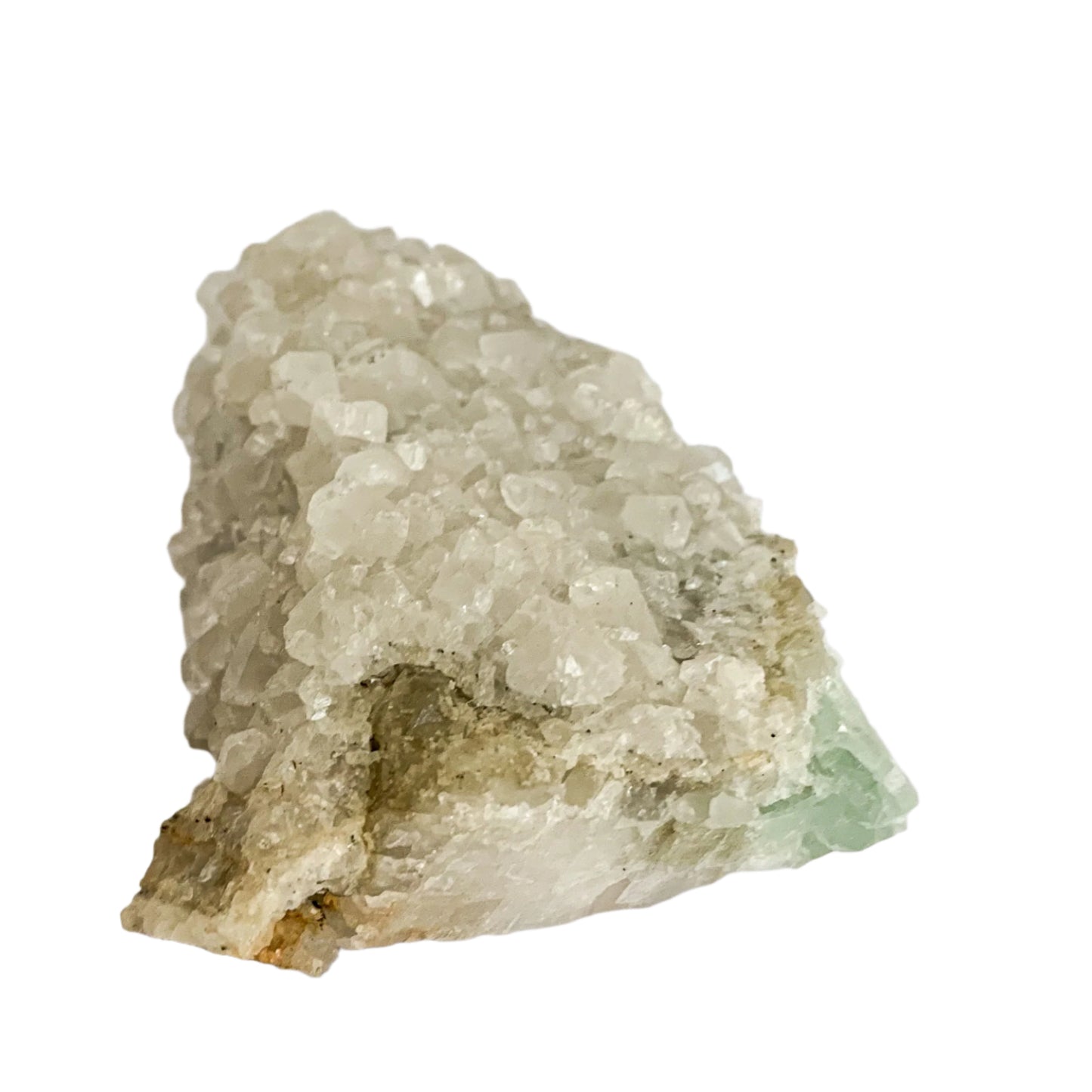 Quartz Cluster with green Fluorite showing sparkling crystal points