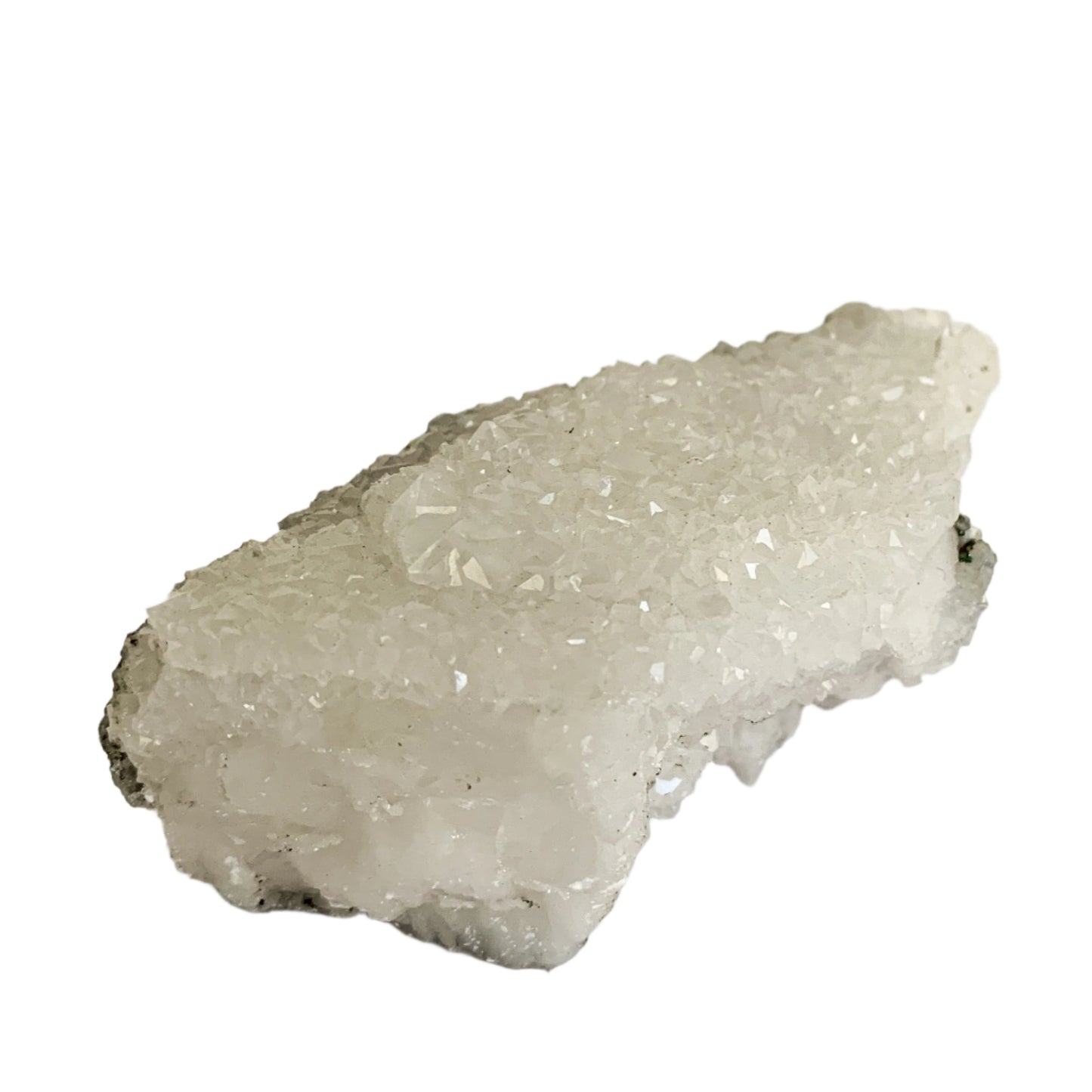 Back view of quartz and fluorite cluster showing natural texture