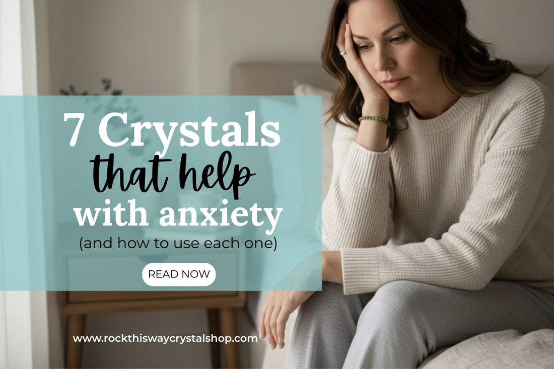 7 Crystals that help with anxiety and how to use each one. Read now. | Image of woman wearing Nephrite Jade Bracelet