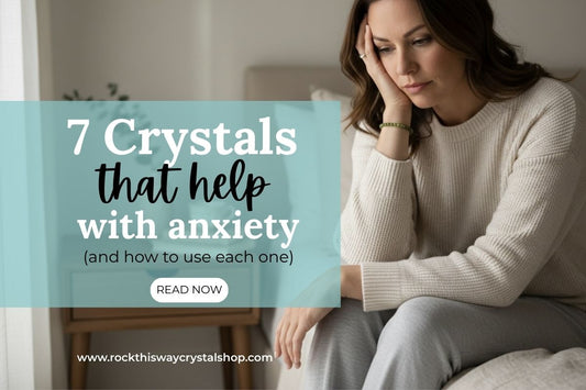7 Crystals that help with anxiety and how to use each one. Read now. | Image of woman wearing Nephrite Jade Bracelet