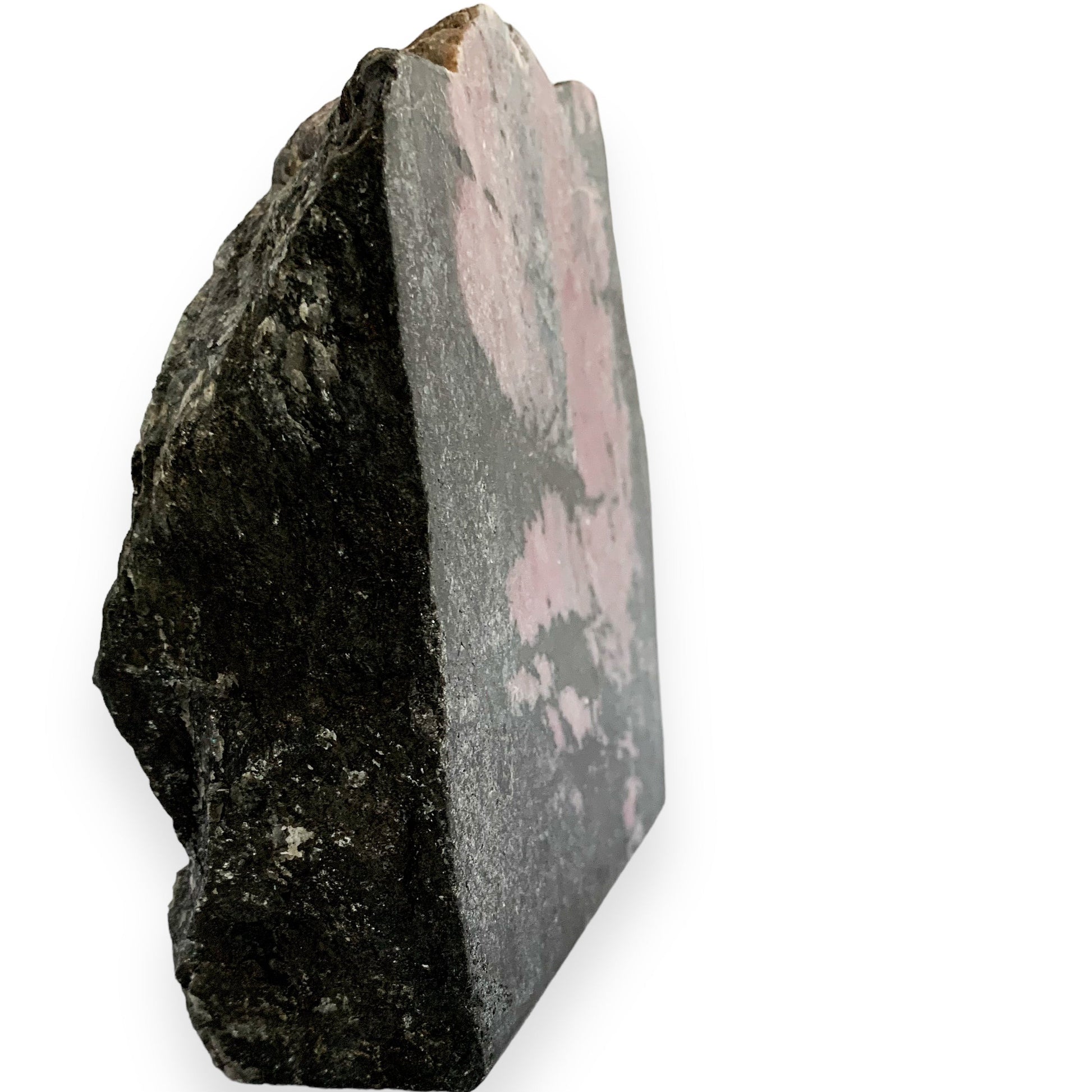 rhodonite, free form crystal, pink crystal, rose-red crystal, heart-opening crystal, self-love crystal, forgiveness crystal, compassion crystal, gift for women, gift for men, ethically sourced, calming crystal, healing crystal