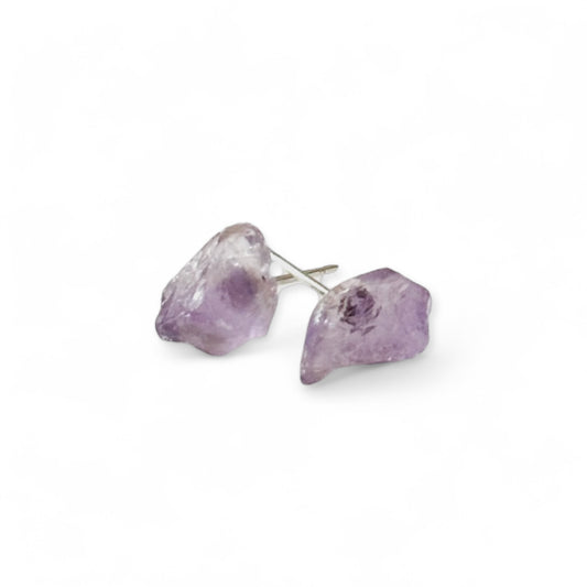Amethyst Stud Earrings – Handcrafted & Hypoallergenic